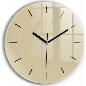 Hodiny Moderní Skleněné Hodiny s Grafickým Potiskem na Zeď Béžové Černé Ručičky průměr 60 cm