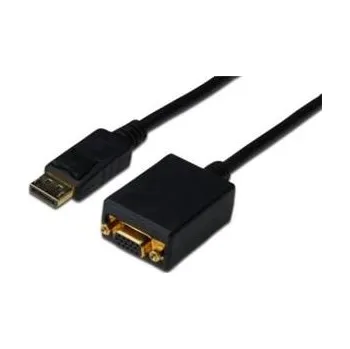 Video kabel Digitus Adaptérový kabel DisplayPort, DP - HD15 (VGA) samec / samice, 0,15 m, s blokováním, kompatibilní s DP 1.2, CE, bl