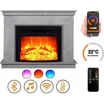 Elektrický krb DLC Home volně stojící s Bluetooth reproduktorem Lembongan EF4