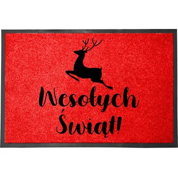 Vánoční dekorace VSTUPNÍ ROHOŽKA ČERVENÁ 40X60 VÁNOČNÍ DÁREK | VESELÉ VÁNOCE!