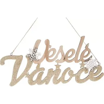 Vánoční dekorace DAKLS; Veselé Vánoce - dřevěná dekorace na zeď