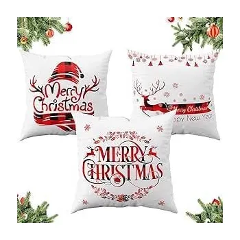 Povlak na dekorativní polštářek Vánoční povlaky na polštáře 3ks bílé 45x45cm