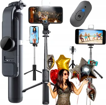 Selfie tyč SELFIE TYČ STATIV s DÁLKOVÝM OVLÁDÁNÍM LAMPA BLUETOOTH 104cm 360° STABILNÍ