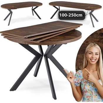 Jídelní stůl Stůl kulatý rozkládací MEBEL ELITE Lukas 100 x 100 x 75 cm dub rustikální