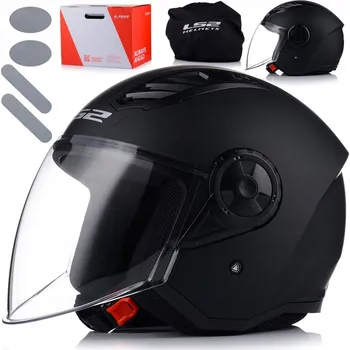 Helma na motorku OTEVŘENÁ MOTOCYKLOVÁ PŘILBA LS2 OF616 AIRFLOW II ČERNÁ MATNÁ SKÚTR CHOPPER