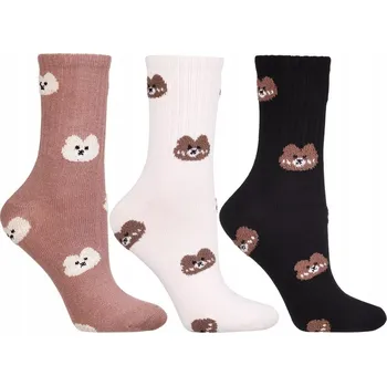 Dámské ponožky 3x Dámské Ponožky ponožky s medvídky, barevné, Ponožky MORAJ 35-38