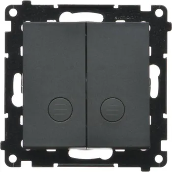 vypínač Vypínač křížový 2 násobný, bez piktogramu, s orientačním LED, Simon 55 TW7/2L2.01/X/149, černá metalizovaná
