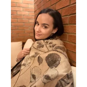 Šála Dámsky šál Kvety - hnědá