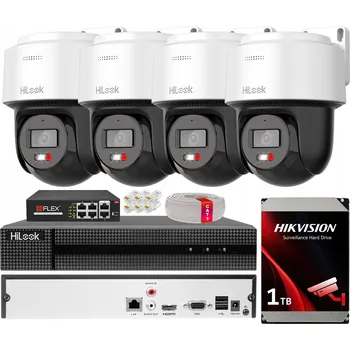Bezpečnostní kamera IP Monitoring HiLook od Hikvision, 4 Otočné Kamery 6MPx Venkovní PoE