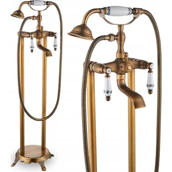 Vodovodní baterie Volně stojící vanová a sprchová baterie Ari zlatá, dvouručková