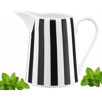 Konvička na mléko Konvička na mléko Domosfera RIBS, bílo-černé pruhy, 0,3 l