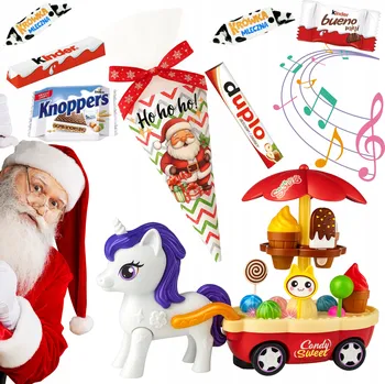 Hračka pro nejmenší Chodící koník PONY s vozíkem a obchodem se sladkostmi