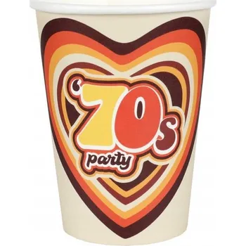 Party nádobí Papírové Kelímky ze 70. let 270 ml 10 ks