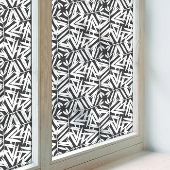 Okenní fólie Fólie na okno do koupelny, kuchyně – soukromí, geometrické listy 100x100 cm