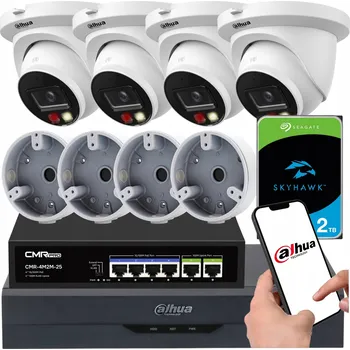 Bezpečnostní kamera Sada 4x IP kamera Dahua 6Mpx PoE switch, rekordér, 2TB disk a 4 instalační krabice