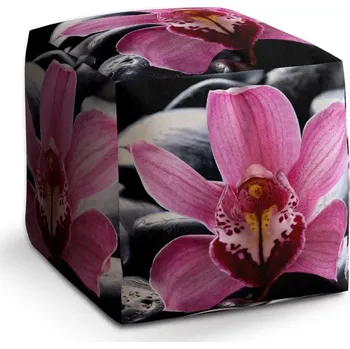 Taburet Sablio Taburet Cube Růžová orchidea: 40x40x40 cm