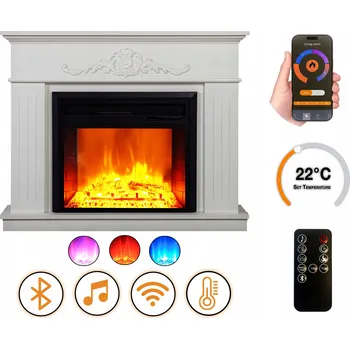 Elektrický krb DLC Home volně stojící s Bluetooth reproduktorem Fabienne EF3