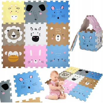 PĚNOVÉ PUZZLE VZDĚLÁVACÍ PĚNOVÁ PODLOŽKA PRO DĚTI ZVÍŘATA 120X120