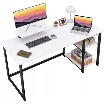 Psací stůl POČÍTAČOVÝ STŮL 140 CM S DRŽÁKEM NA MONITOR, BÍLÝ