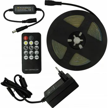 LED osvětlení Sada COB LED pásek 320 LED/m 24V IP20 6000K Studená bílá 5m s dálkovým ovládáním a napájecím zdrojem