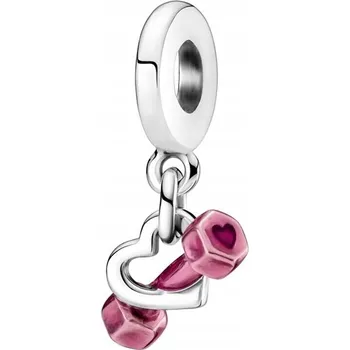 Přívěsek Přívěsek STŘÍBRO 925 Charms Korálek Růžová Činka a Srdce Posilovna