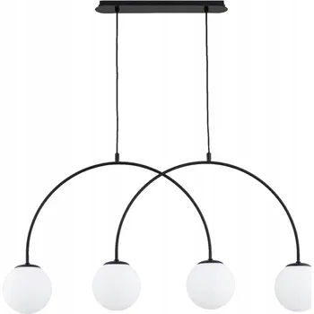 Závěsné svítidlo lišta černá 2 oblouky bílé koule 4xE14 10W BENDO Alfa