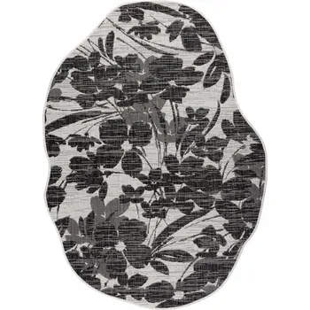 Obraz Koberec PLOCHÝ SISAL Květiny černý nepravidelný tvar 240x330 cm