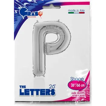 Balónek Fóliový balónek písmeno P stříbrný 66 cm