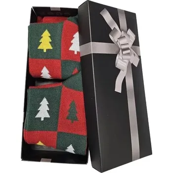 Dámské oblečení Ponožky v krabičce On a Ona Vánoční stromek (2 páry) - červená