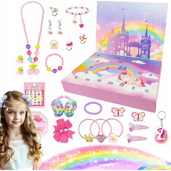 Kalendář ADVENTSKÝ KALENDÁŘ S OZDOBAMI DO VLASŮ PRO DÍVKY 24 DNÍ DÁREK