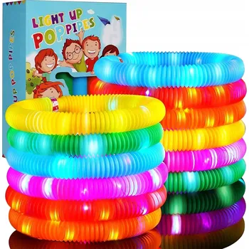 Elastické trubky Pop Tubes LED svítící 12 ks senzorická hračka antistresová