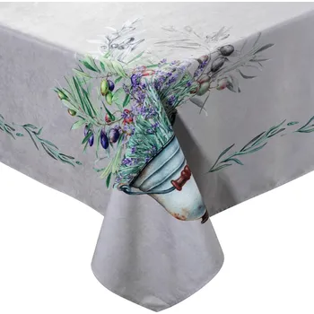 ubrus Dekorativní ubrus SUMMER1 140x180 světle šedý fialový levandulové kytice