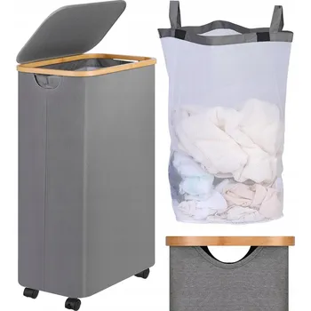 ÚZKÝ VELKÝ KOŠ NA PRÁDLO/HRAČKY S VÍKEM 75L s kolečky