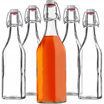 Láhev SKLENĚNÁ LÁHEV 500 ml 0,5L NA OCET, NÁPOJE, ŠŤÁVU S MECHANICKÝM KORKEM 5 ks