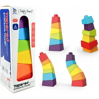 ostatní stavebnice VELKÁ DUHOVÁ PYRAMIDA SKLÁDAČKA Z KOSTEK ŠIKMÁ VĚŽ ZAKROUCENÝ TŘÍDIČ