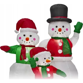 Vánoční dekorace Světelná figura NAFUKOVACÍ RODINA SNĚHULÁKŮ LED, sněhulák až pro 10 žárovek