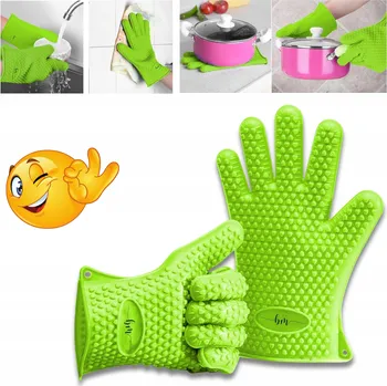 Chňapka SILIKONOVÉ KUCHYŇSKÉ RUKAVICE NA PEČENÍ VAŘENÍ DO KUCHYNĚ CHŇAPKY ZELENÉ