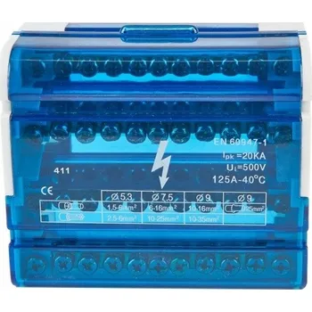 modulární přístroj a rozvaděč Rozdělovací blok 4 póly 11 otvorů VCX