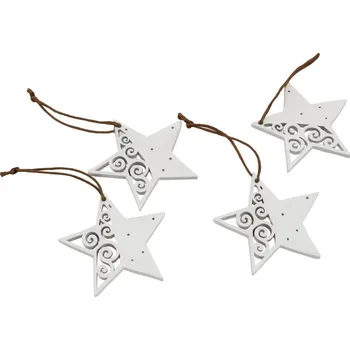 Vánoční dekorace Dekorace závěsná hvězdy bílé 6 cm - 4 ks 3001307