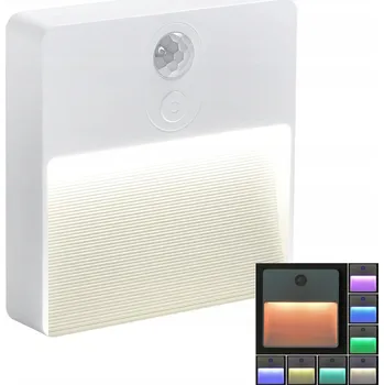 Lampička NOČNÍ LAMPA LED BÍLÁ S ČIDLEM POHYBU A SOUMRAKU, REGULACE JASU RGB