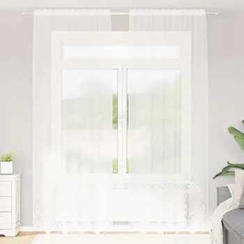 Prostěradlo Závěsy se záclonami Bílé 150 x 300 cm Polyester
