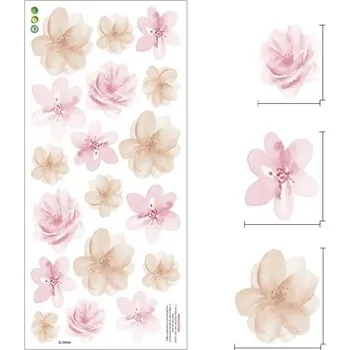 Samolepící dekorace Samolepky na zeď květiny 60 x 28 cm Průsvitný matný vinyl Elegantní nástěnná dekorace Snadná aplikace Jemné květinové motivy do interiéru
