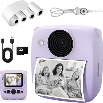 Digitální fotoaparát INSTANTNÍ FOTOAPARÁT PRO DĚTI 48MP 1080P S 32GB KARTOU FIALOVÝ
