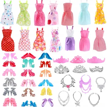 Doplněk pro panenku Oblečení pro panenky šaty boty bižuterie velká sada XL 43 dílů