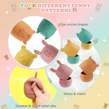 Hračka pro nejmenší HRAČKY DO VANY PRO DĚTI 4 KS SILIKONOVÁ ZVÍŘÁTKA 1+