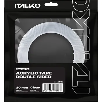 Lepicí páska OBOUSTRANNÁ NANO ŽELOVÁ PÁSKA SILNÁ PRŮHLEDNÁ VODĚODOLNÁ 20mm x 5m ITALKO