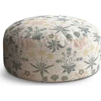 Taburet Sablio Taburet Circle Šedé květiny: 38x48 cm