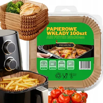 Obraz Vložky do Air Fryer, papírové tácky 20x20 cm do fritézy, VYSOKÉ, 100 ks