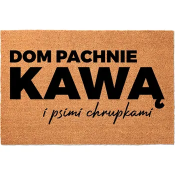 Rohožka KOKOSOVÁ VSTUPNÍ ROHOŽKA 40X60CM KE DVEŘÍM - DOMA TO VONÍ KÁVOU | Zábavná