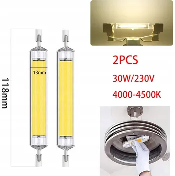 Žárovka R7S Stmívatelná LED COB žárovka 4000K 30W 118mm 230V neutrální bílá - 2 ks